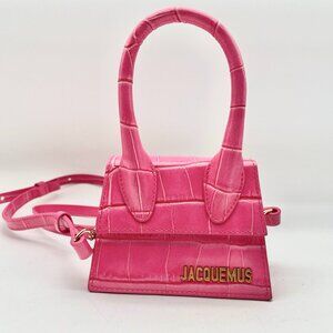 Jacquemus Pink Croc‎ Embossed Leather Le Chiquito Mini Bag